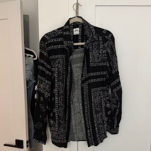 Zara Men M Monochrome Paisley Blouse